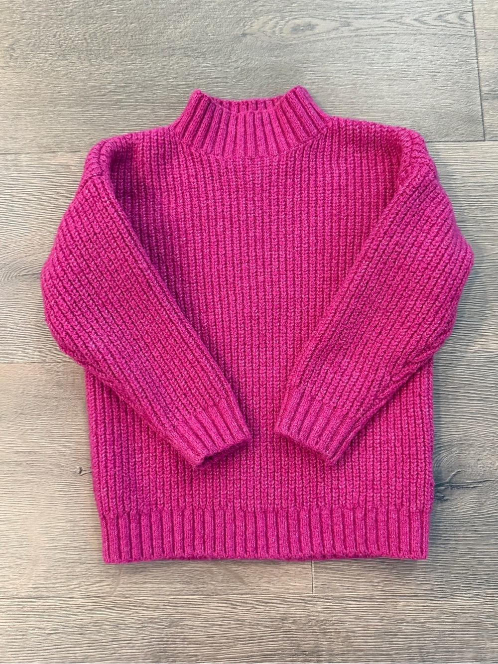 Old Navy Pink Knit Pullover Mockneck Ribbed Hot Pink Sweater Girls Kids 2T